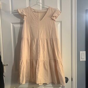 Cupshe Cream Flutter Sleeve Cotton Summer Dress